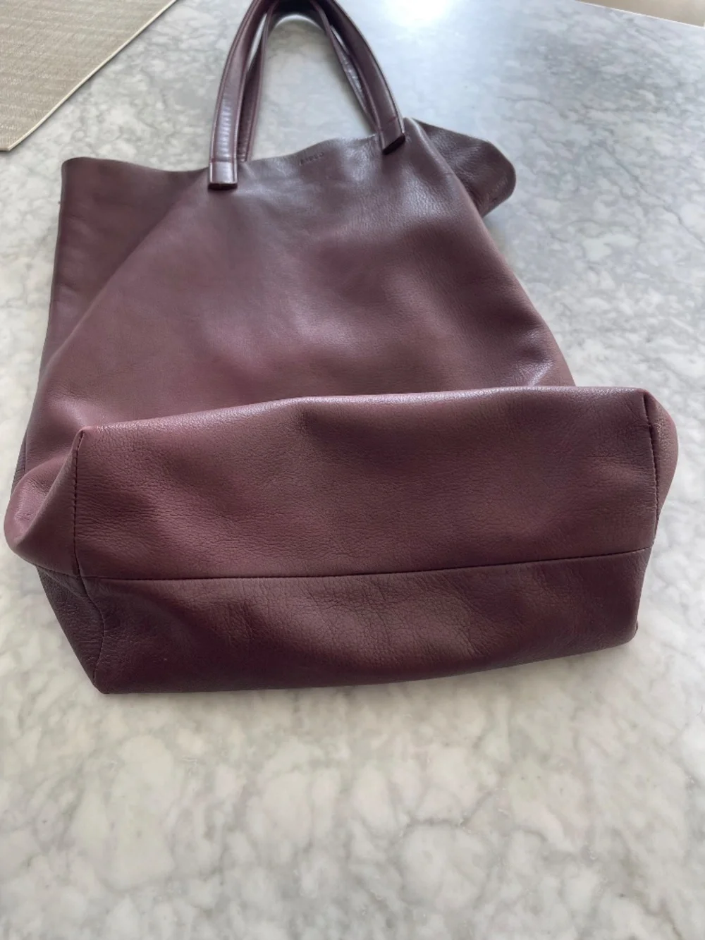 BAGGU Leather Tote in Burgundy